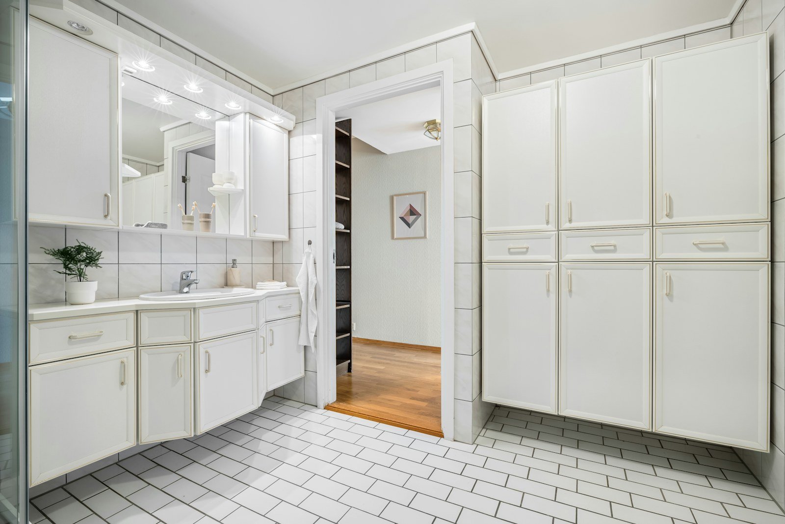 Tile flooring in a bright bathroom